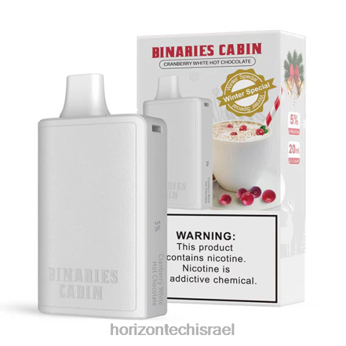 HorizonTech Binaries Cabin חד פעמי 20 מ"ל חמוציות שוקולד חם לבן HorizonTech vape kit 28N2880