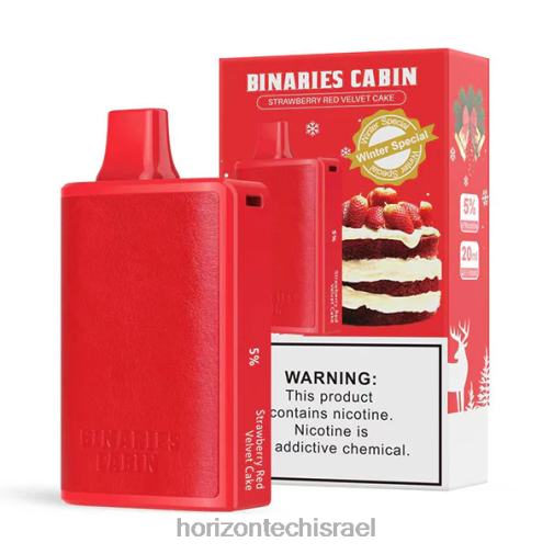 HorizonTech Binaries Cabin חד פעמי 20 מ"ל עוגת קטיפה אדומה תות Horizon tech vape tank 28N2879