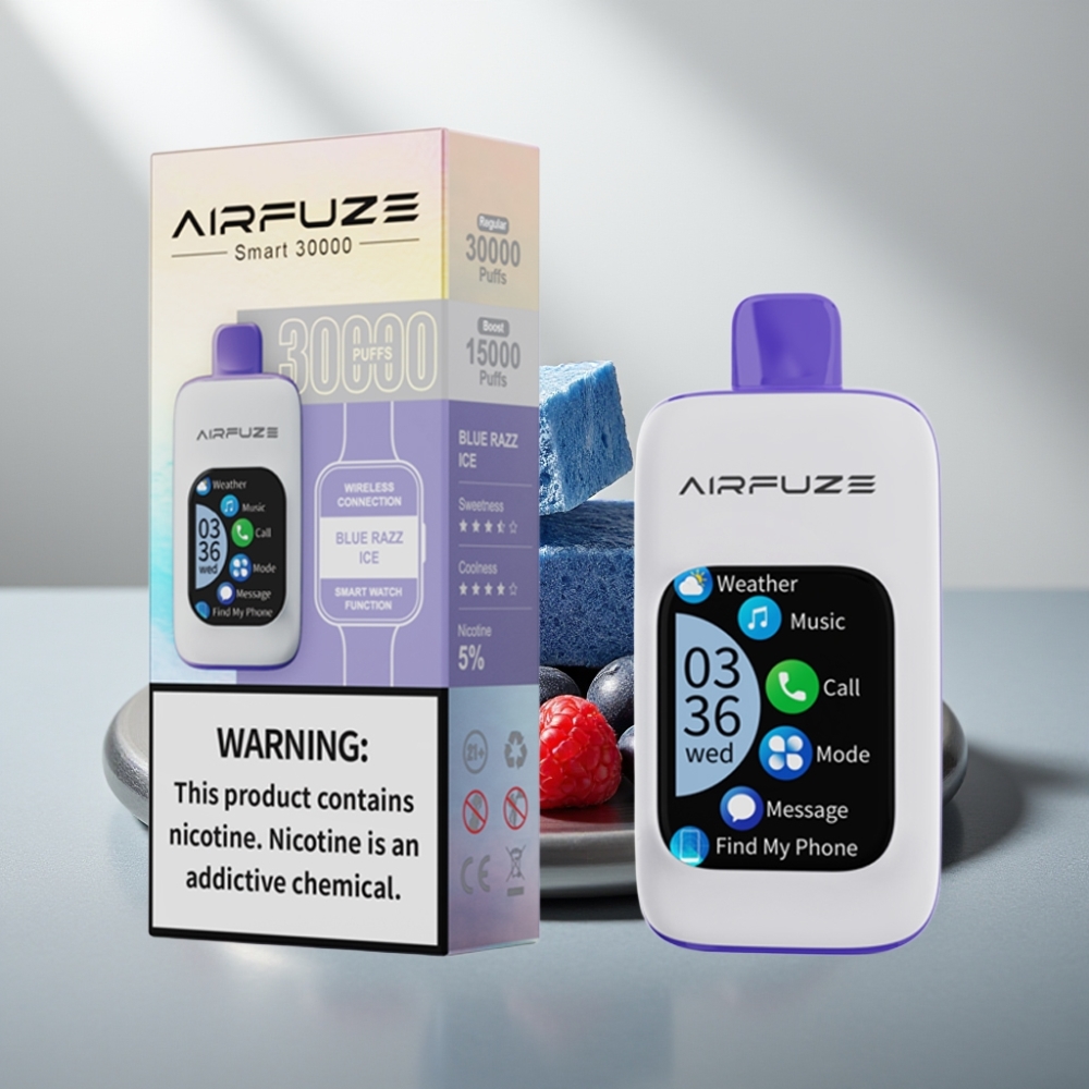 AirFuze Smart 30000 Puffs 900mAh Type-C 5% ניחוח פטל כחול קר