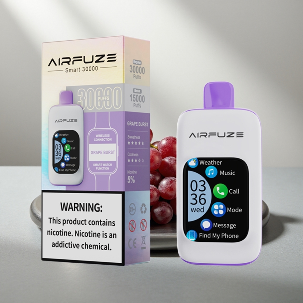AirFuze Smart 30000 Puffs Disposable Vape ענבים מתפרצים 900mAh Type-C 5%