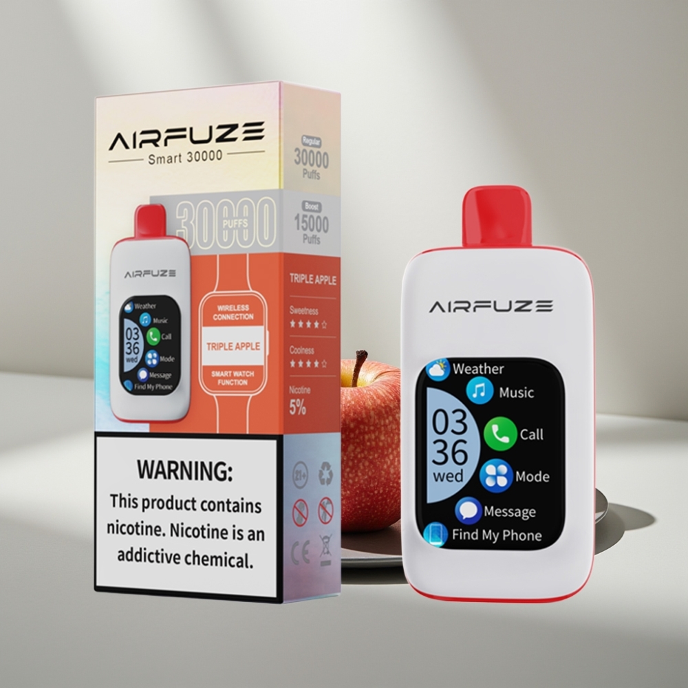 AirFuze Smart 30000 Puffs Disposable Vape Triple Apple 900mAh Type-C 5% 2.01\"TFT