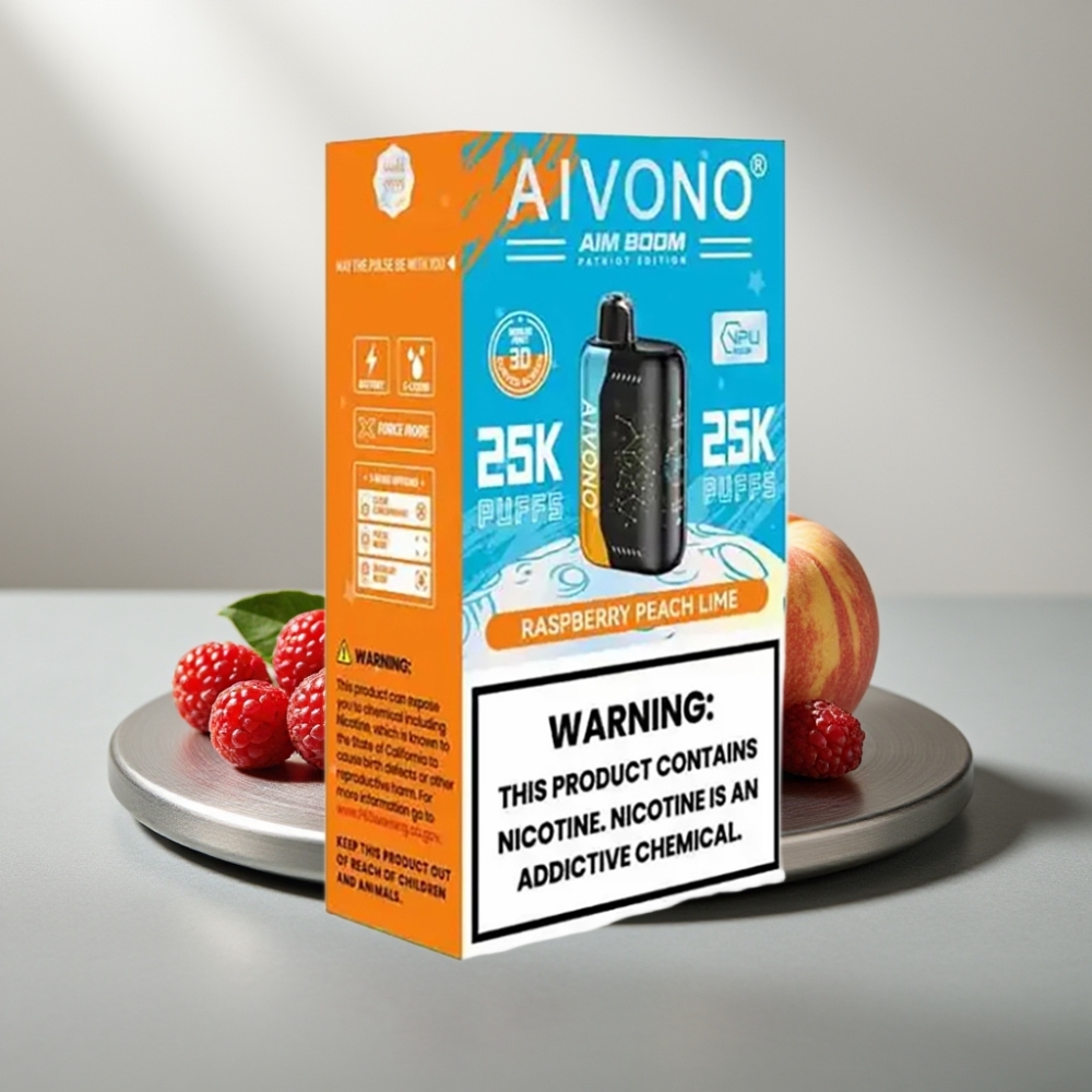 Aivono AIM BOOM 25000 Puffs 0-5% Nicotine 28ml 650mAh Type-C פטל אפרסק ליים