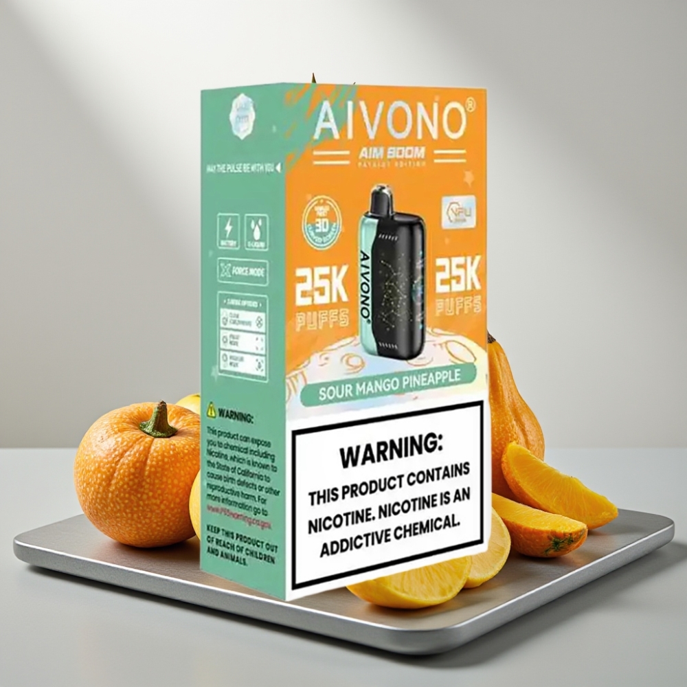 Aivono AIM BOOM 25000 Puffs 28ml 650mAh 1.2Ω Type-C 90g מנגו חמוץ אננס