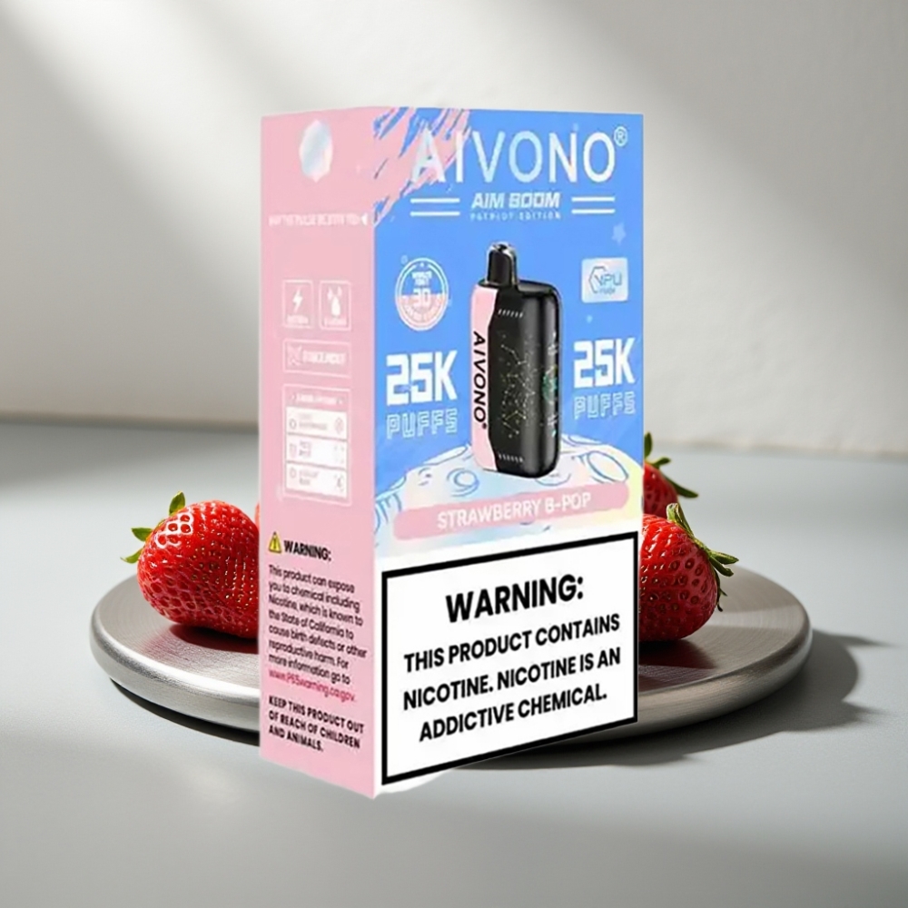 Aivono Aim Boom 25000 Puffs 28ml 650mAh Type-C 0%-5% תות B Pop