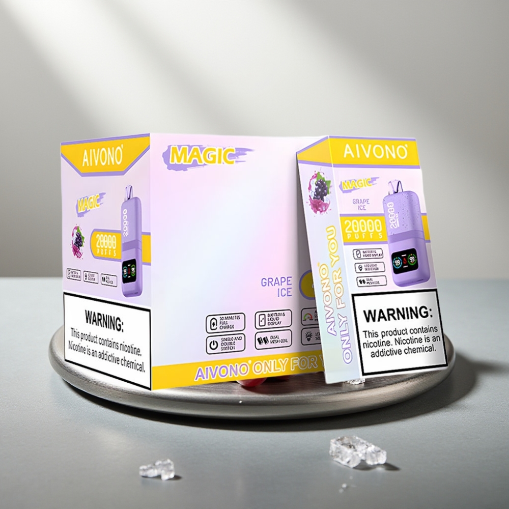 Aivono AIM MAGIC 20000 Puffs 26ml Dual Mesh LCD Type-C 600mAh גלידה ענבים