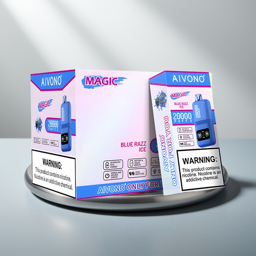 Aivono AIM MAGIC 20000 Puffs 26ml Dual Mesh LCD Type-C 600mAh טעם פטל כחול קרח