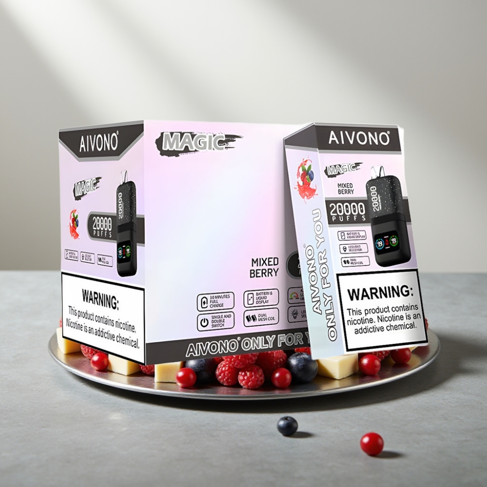 Aivono AIM MAGIC 20000 Puffs Disposable Vape פירות מעורבים 26ml Dual Mesh LCD Type-C 600mAh