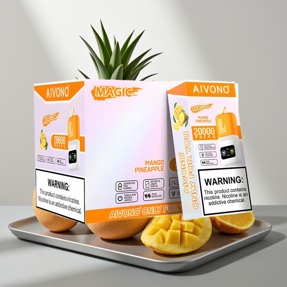 Aivono Aim Magic 20000 Puffs 26ml Dual Mesh LCD Type-C 600mAh מנגו אננס