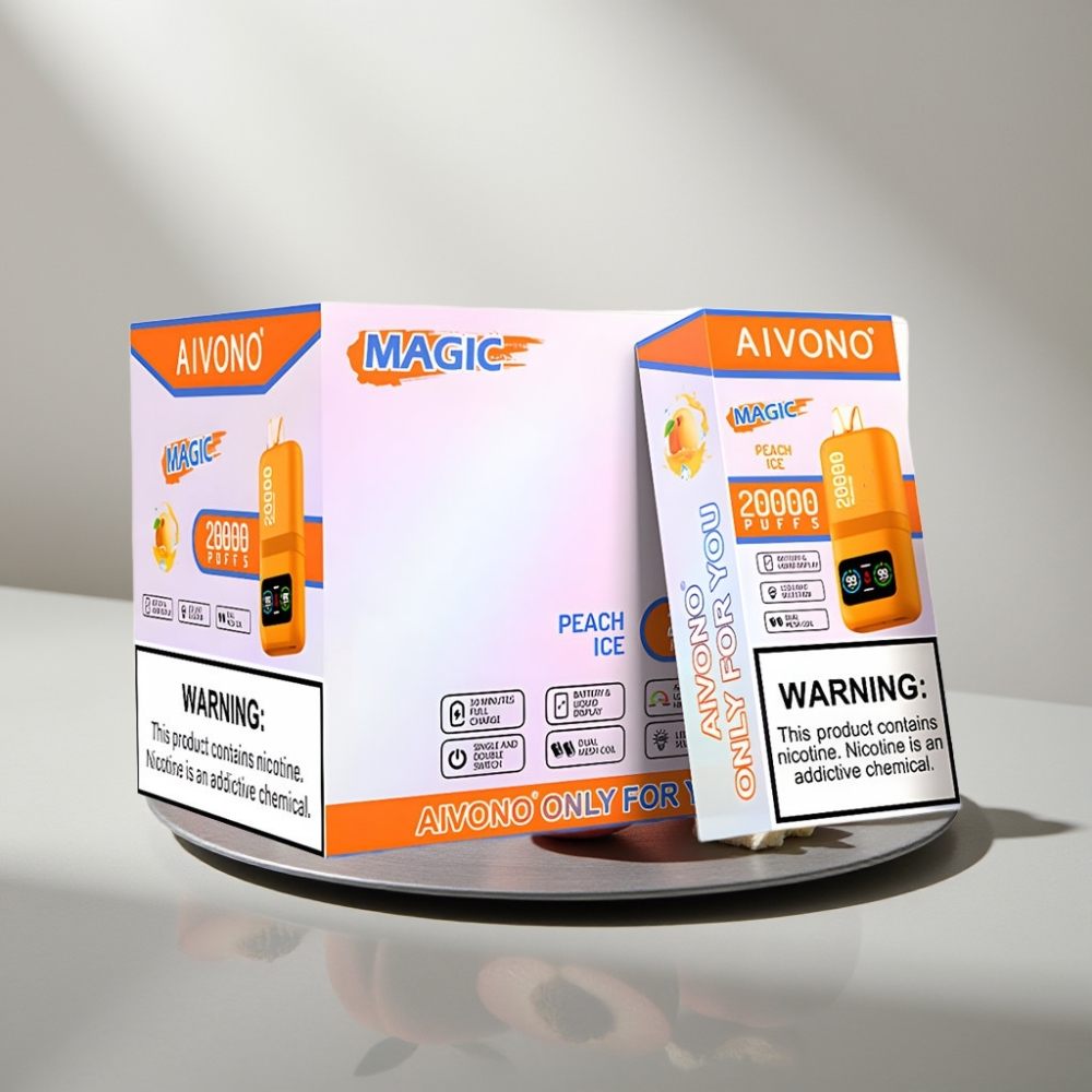 Aivono Aim Magic 20000 Puffs 26ml Dual Mesh LCD Type-C Peach Ice (קרח אפרסק)