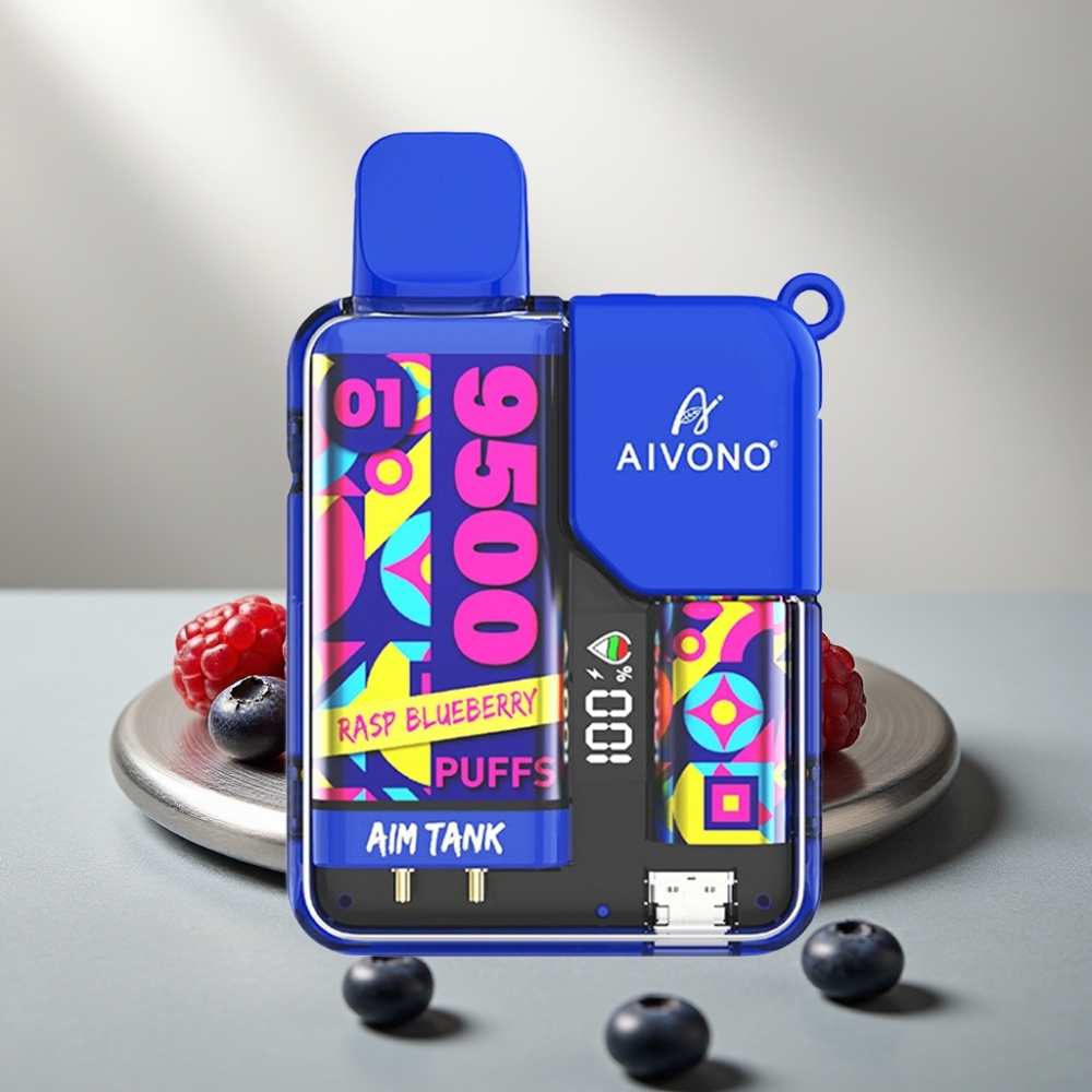 Aivono Aim Tank 9500 Puffs 18ml 650mAh LCD 1.2ohm פטל אוכמניות