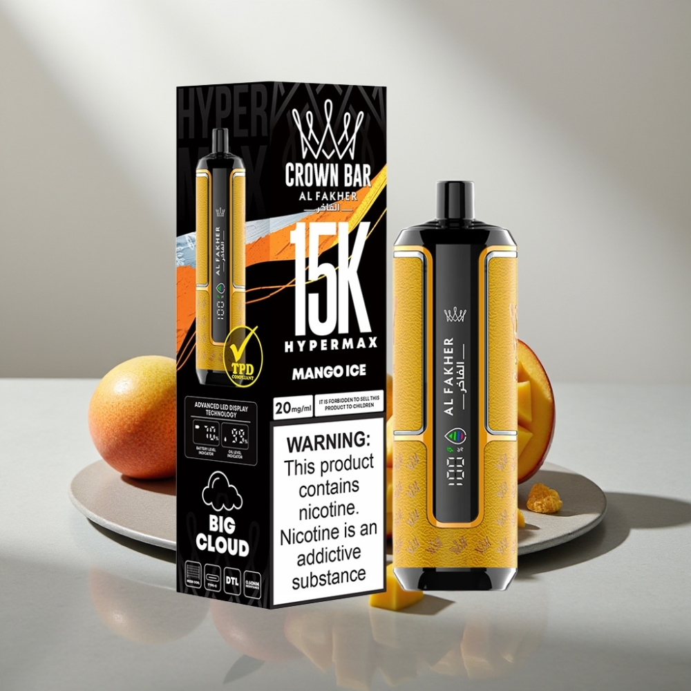 Al Fakher Crown Bar 15K Hypermax 22ml 600mAh Type-C 6mg מנגו קרח