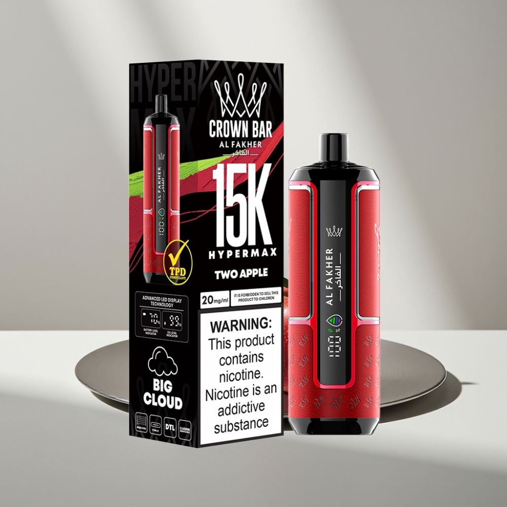Al Fakher Crown Bar 15K Hypermax 22ml 600mAh Type-C 6mg/ml DTL תפוחים שניים