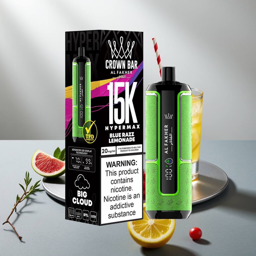 Al Fakher Crown Bar 15K Hypermax 22ml 6mg Blue Razz Lemonade Disposable