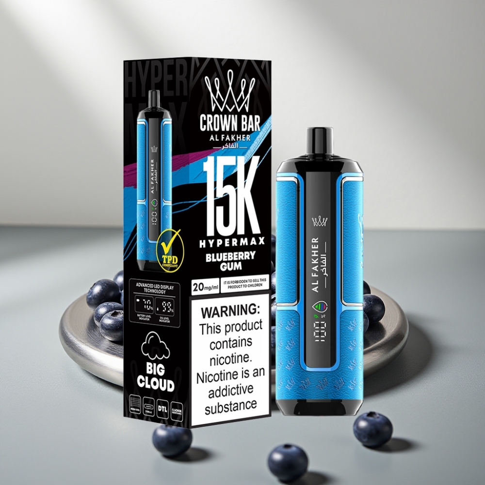 Al Fakher Crown Bar 15K Hypermax 22ml 6mg טוּתּ פַּתִּית Disposable Vape Kit