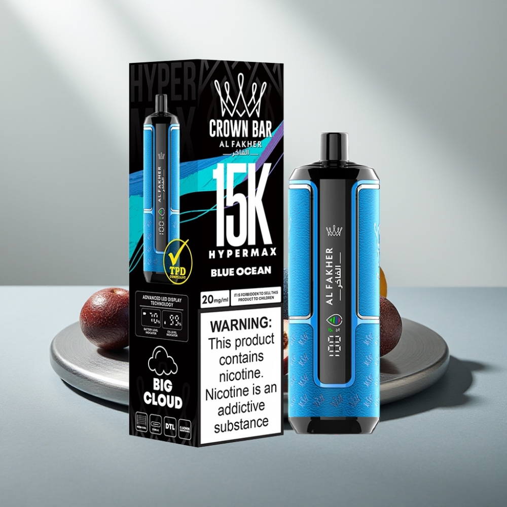 Al Fakher Crown Bar 15K Hypermax 22ml 6mg Type-C אוקיינוס כחול