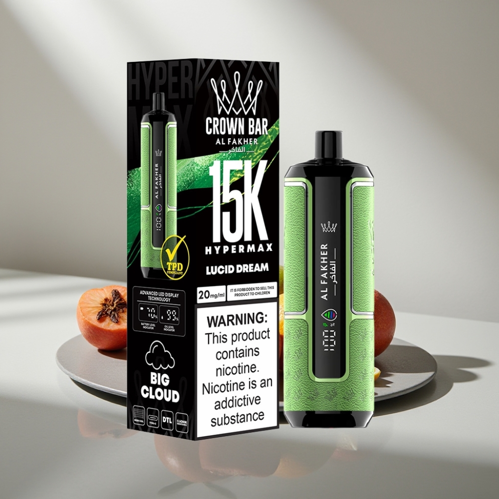 Al Fakher Crown Bar 15K Hypermax Disposable Vape Kit 22ml 600mAh Type-C חלום צלול