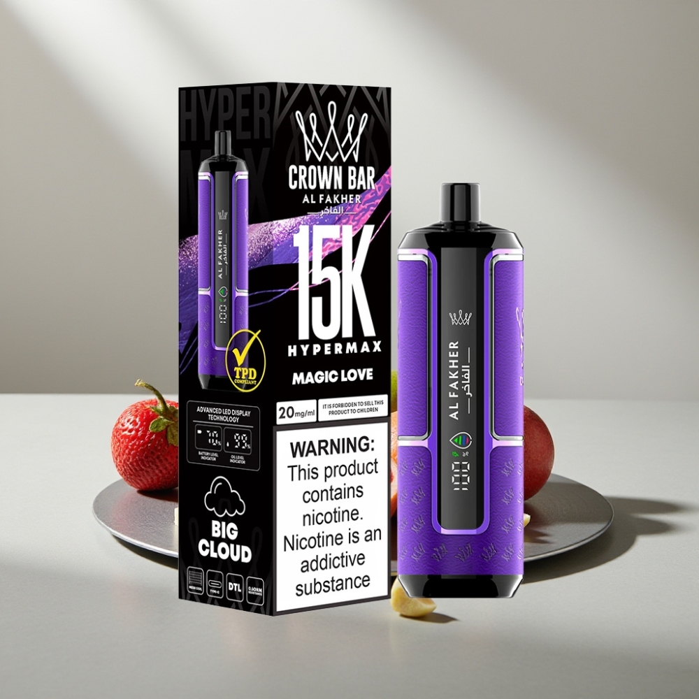 Al Fakher Crown Bar 15K Hypermax Disposable Vape Kit 22ml 6mg אהבה קסומה