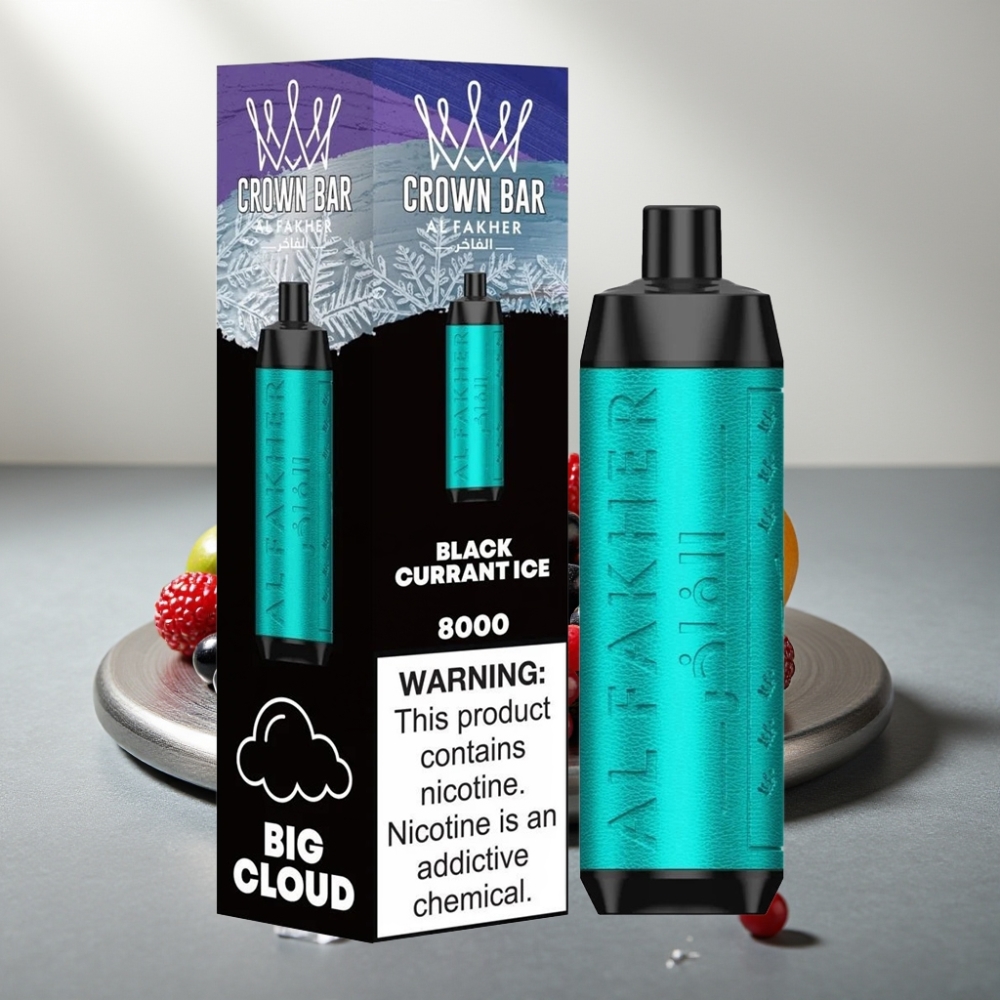 Al Fakher Crown Bar 8000 600mAh 18mL 5mg 0.6Ω שחור דומדמנית קרח