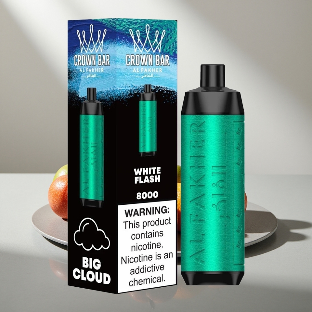 Al Fakher Crown Bar 8000 600mAh 18ml 5mg 0.6Ω ברק לבן