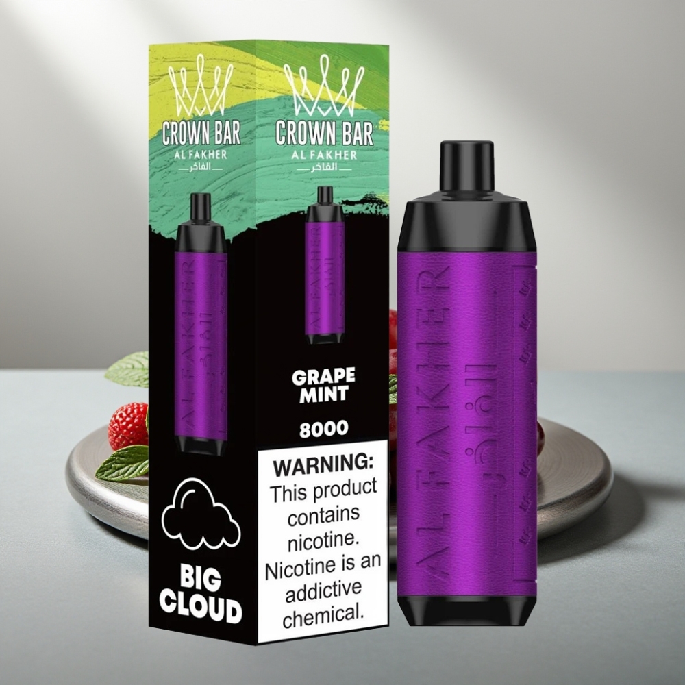 Al Fakher Crown Bar 8000 Crystal 600mAh 18ml 5mg 0.6Ω ענב נענע