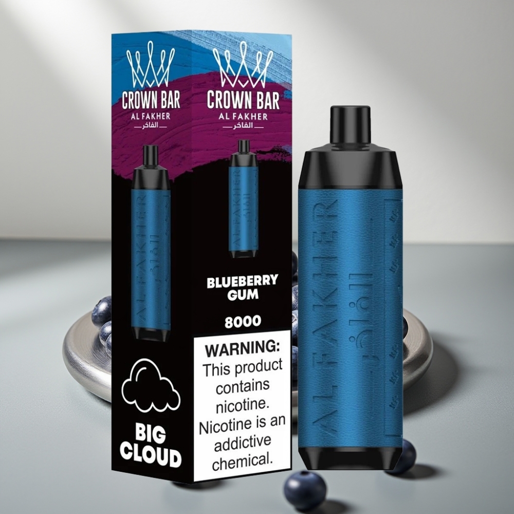 Al Fakher Crown Bar 8000 Crystal 600mAh 18ml 5mg 0.6ohm מסטיק אוכמניות