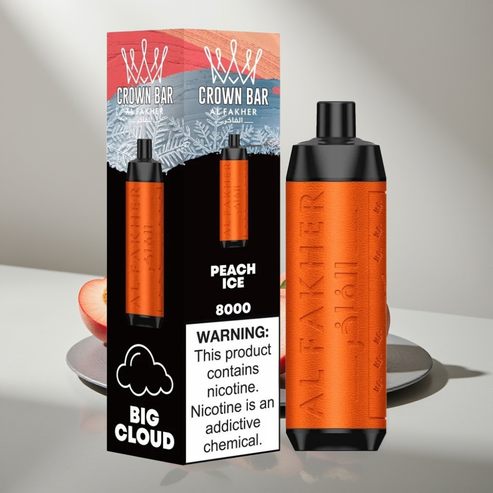 Al Fakher Crown Bar 8000 Crystal 600mAh 18ml 5mg Peach Ice