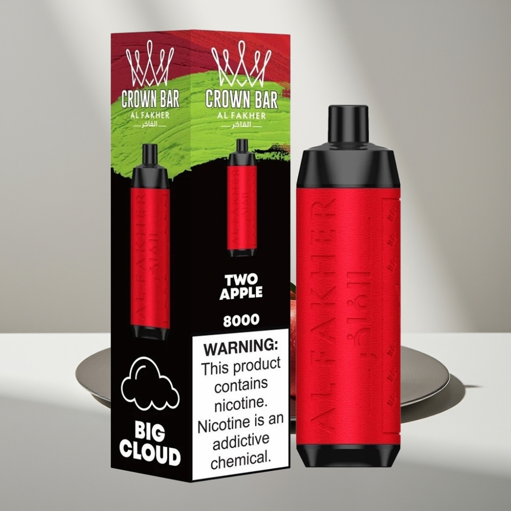 Al Fakher Crown Bar 8000 Crystal 600mah 18ml 5mg 0.6ohm תפוחים כפולים