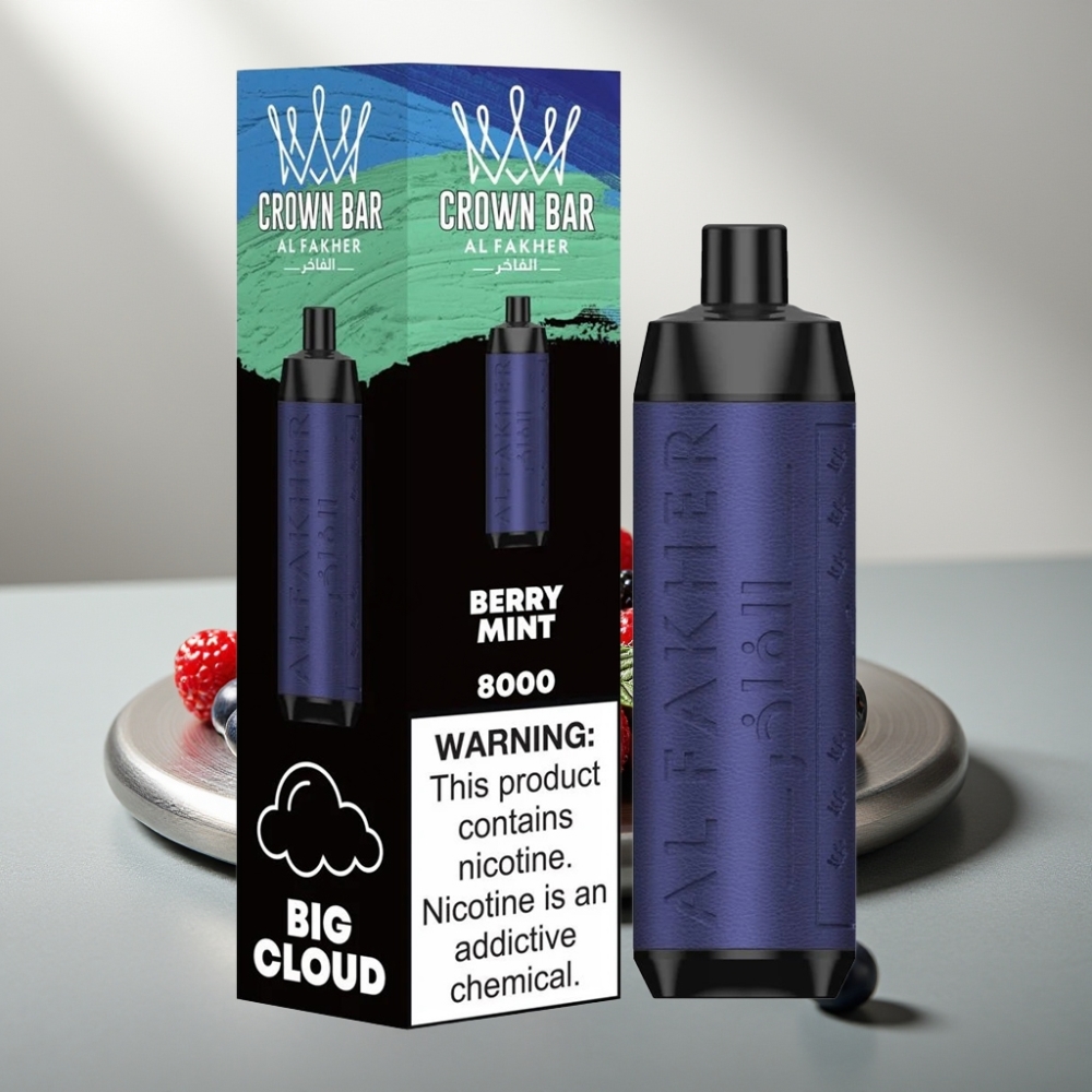 Al Fakher Crown Bar 8000 Crystal Disposable Vape 600mAh 18ml 5mg 0.6Ω תות נענע