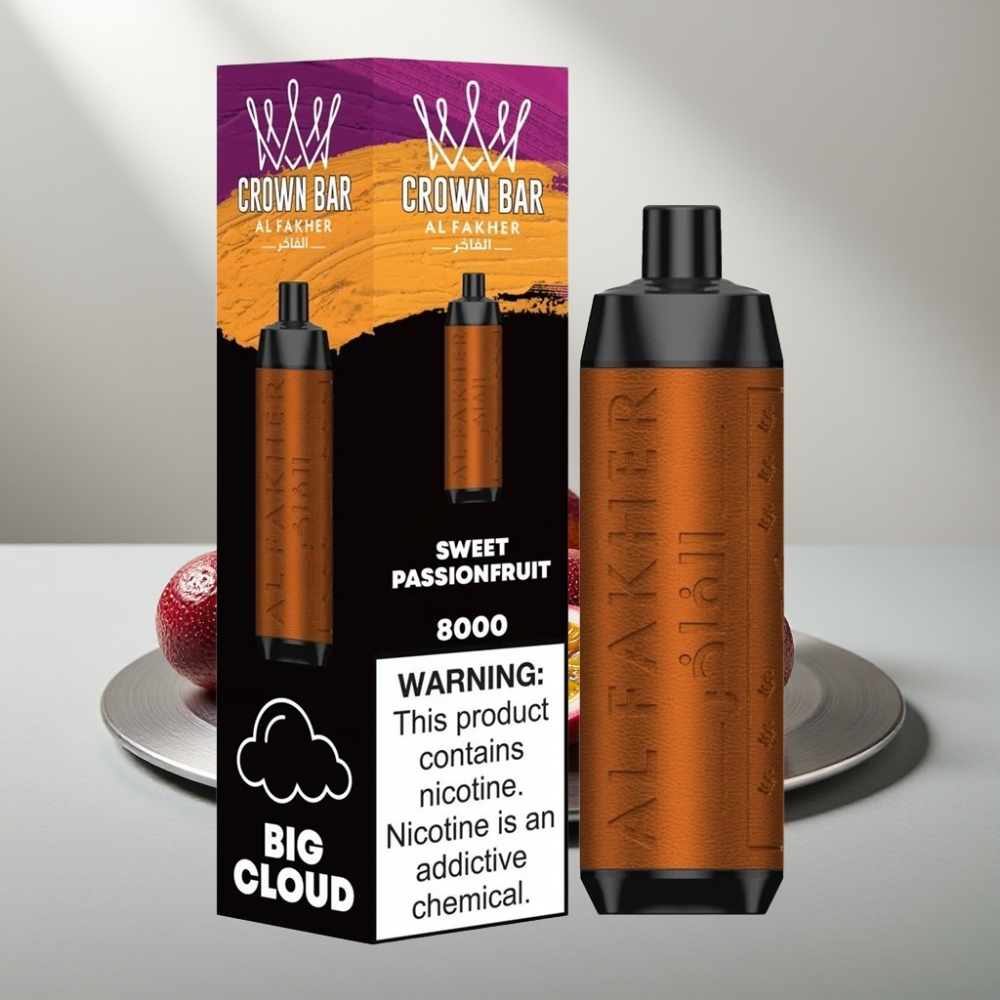 Al Fakher Crown Bar 8000 Crystal Disposable Vape 600mAh 18ml 5mg מתוק פסיפלורה