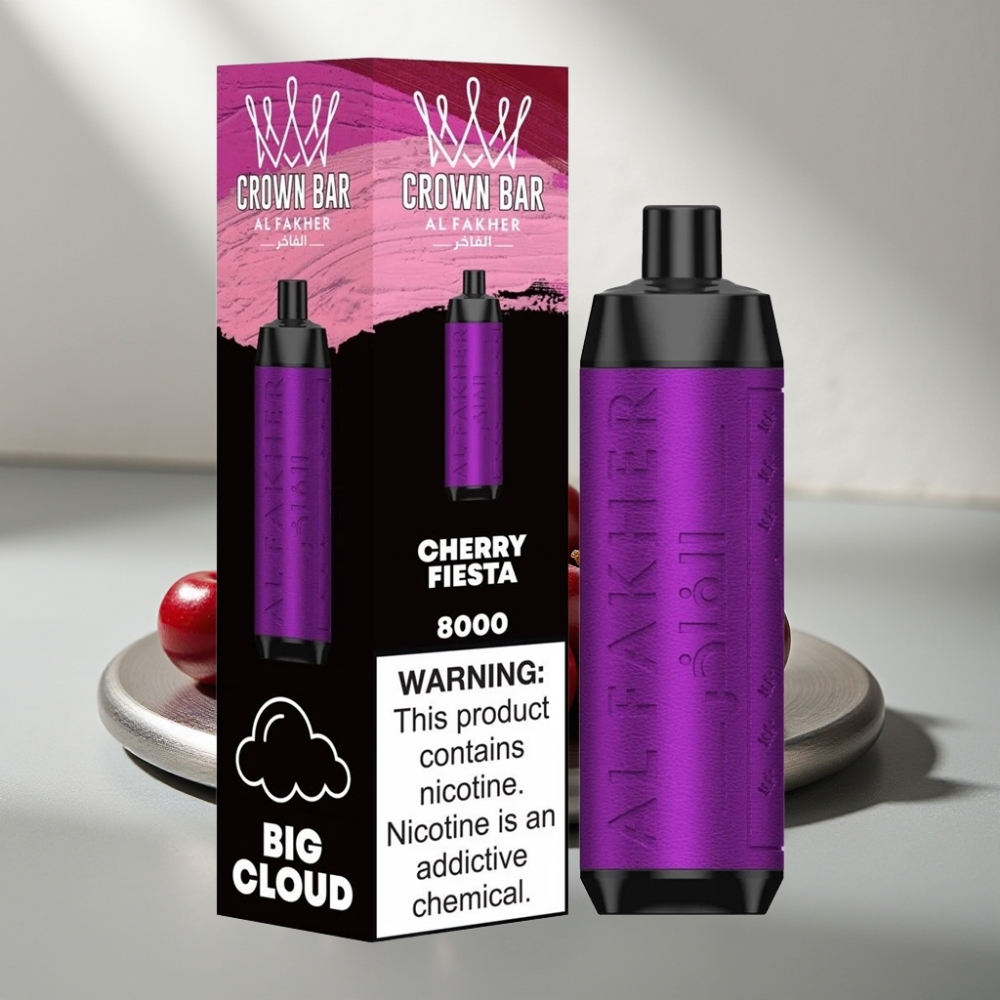 Al Fakher Crown Bar 8000 Crystal Disposable Vape 600mah 18ml 5mg 0.6ohm דובדבן פסטיבל