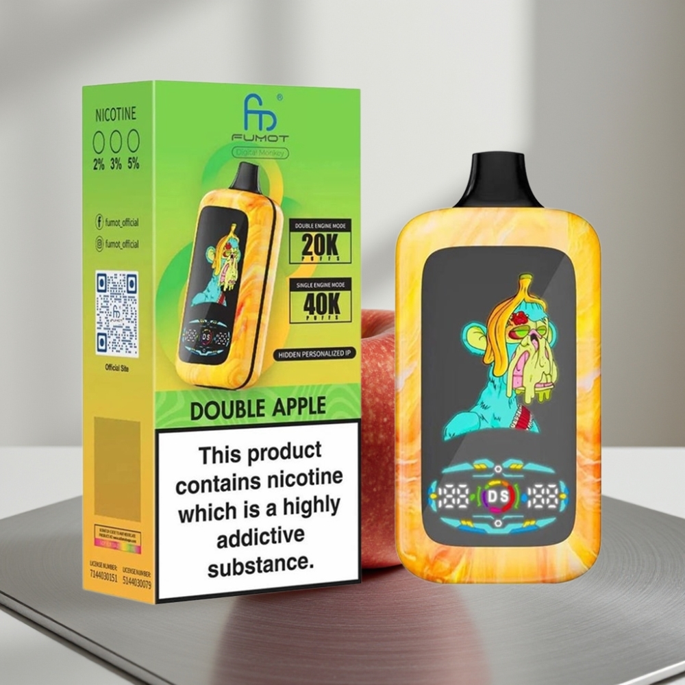 Fumot Digital Monkey 40000 Puffs Dual/Single Engine Dual Mesh 850MAH Type-C 0%/2%/3%/5% תפוח כפול