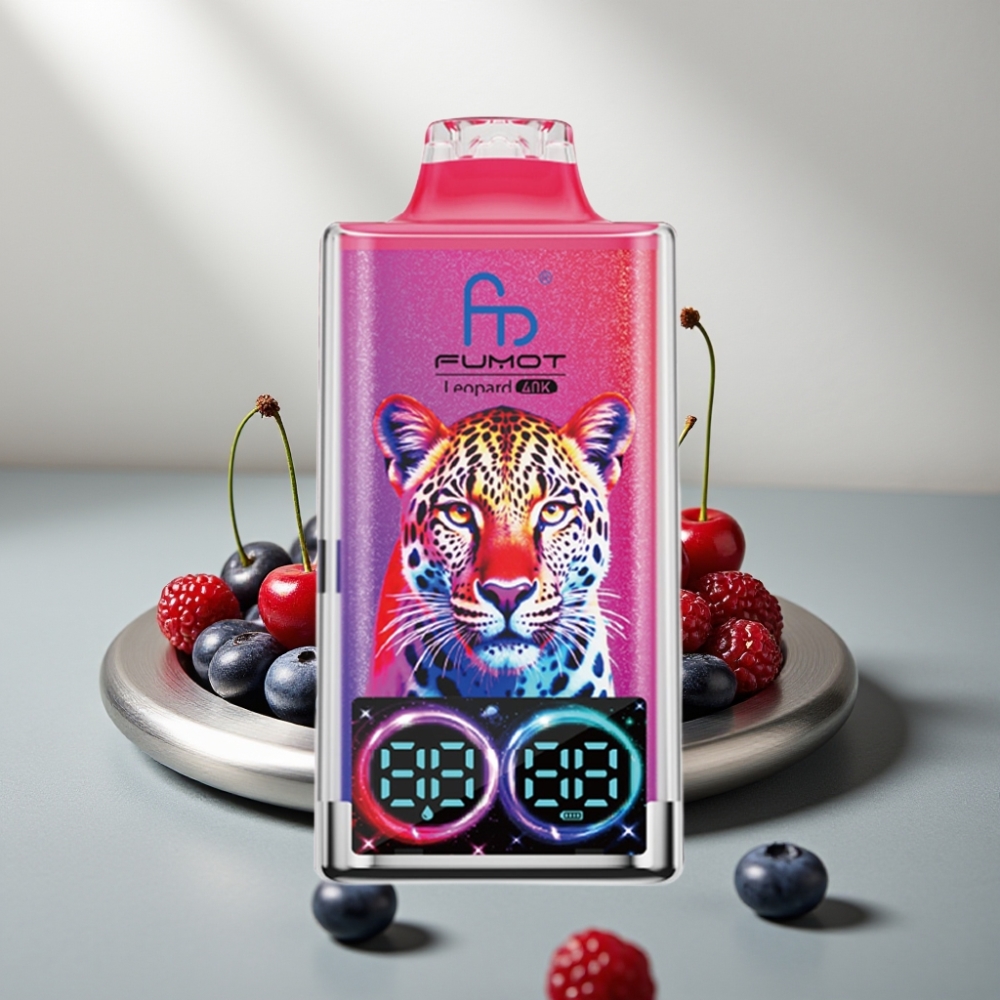Fumot Leopard 40K Puffs 0-5% Nic 700mAh Dual Mesh Type-C Digital Display פטל דובדבן אוכמניות