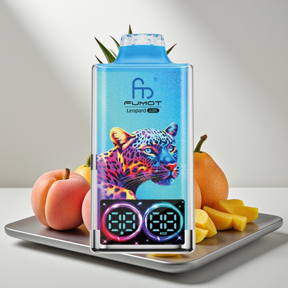 Fumot Leopard 40K Puffs 0%-5% Nic 700mAh Dual Mesh Type-C Digital Display אפרסק מנגו אננס