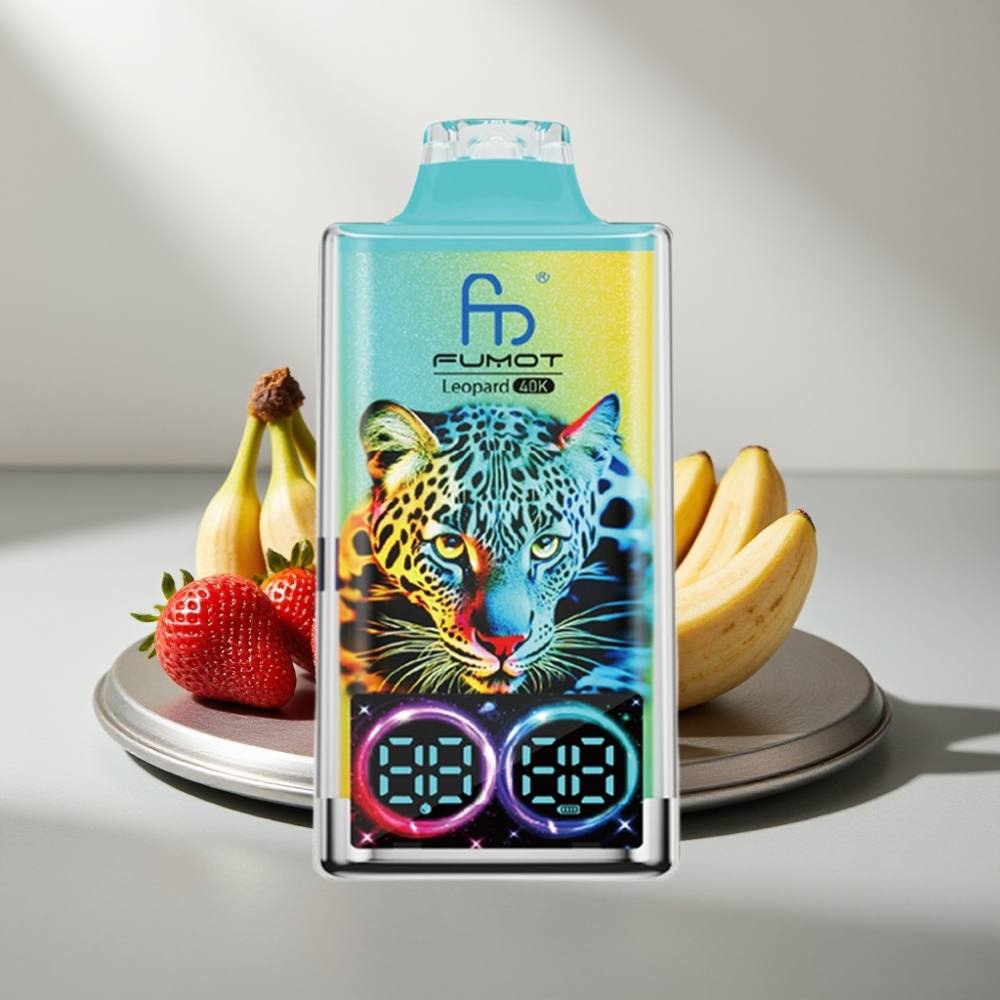 Fumot Leopard 40K Puffs 0-5% Nic 700mAh Dual Mesh Type-C Digital תות בננה Disposable Vape
