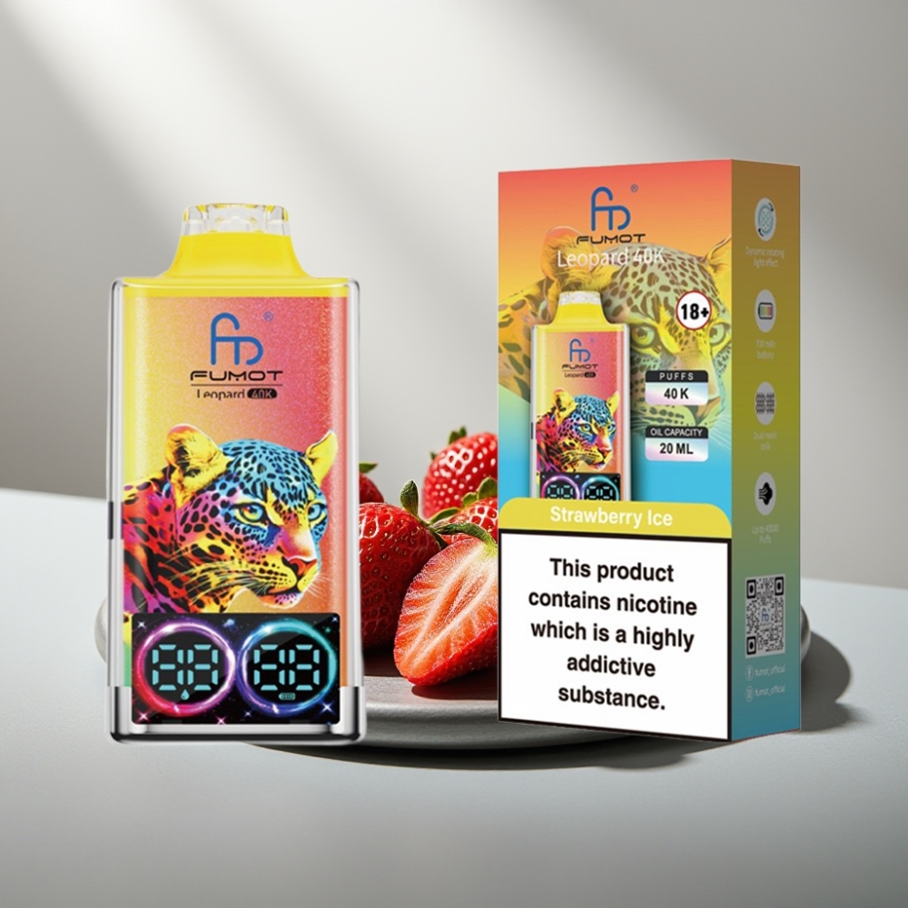 Fumot Leopard 40K Puffs 0-5% Nic 700mAh Dual Mesh Type-C Digital Strawberry Ice