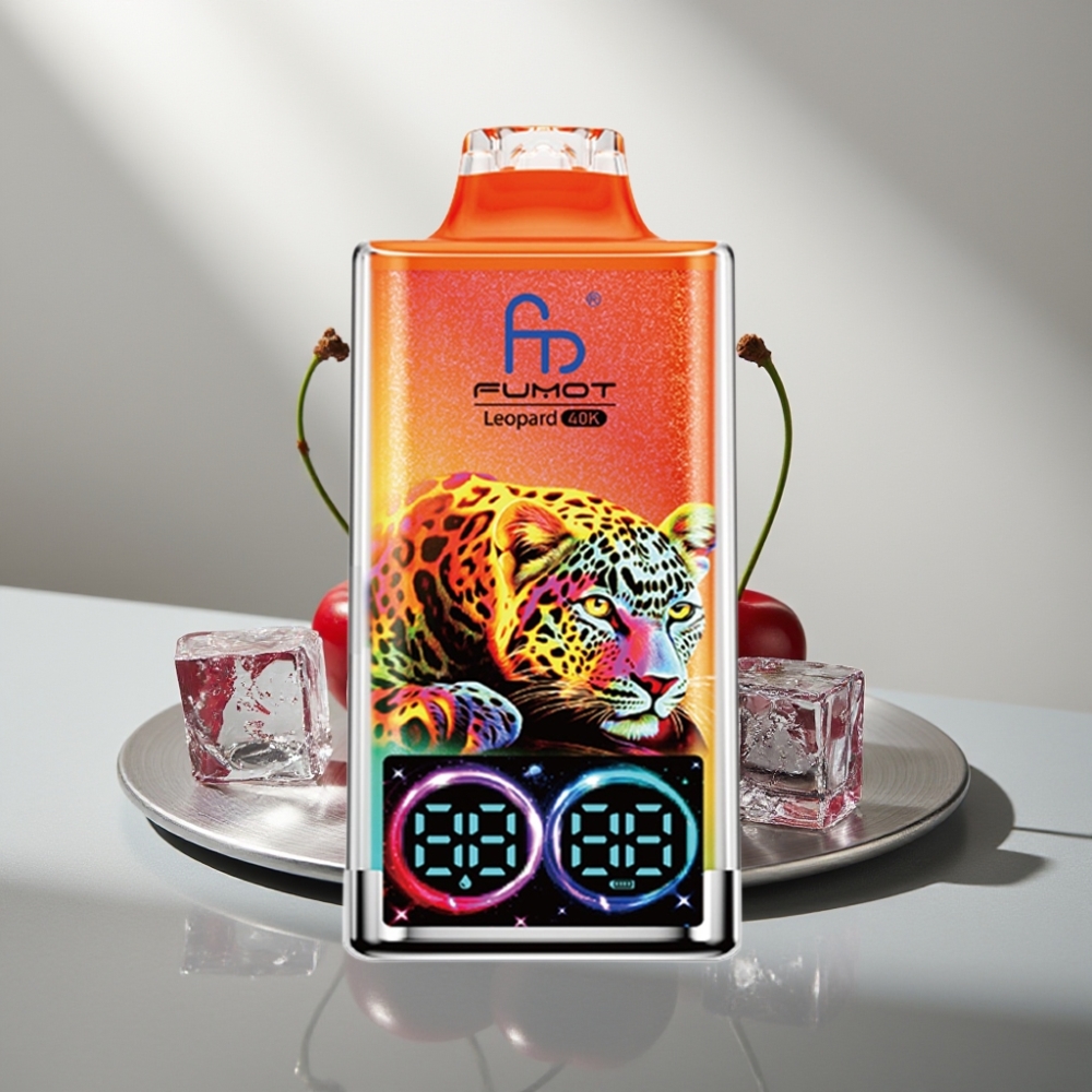 Fumot Leopard 40K Puffs 0%-5% Nicotine 700mAh Dual Mesh Type-C Digital Display דובדבן קרח