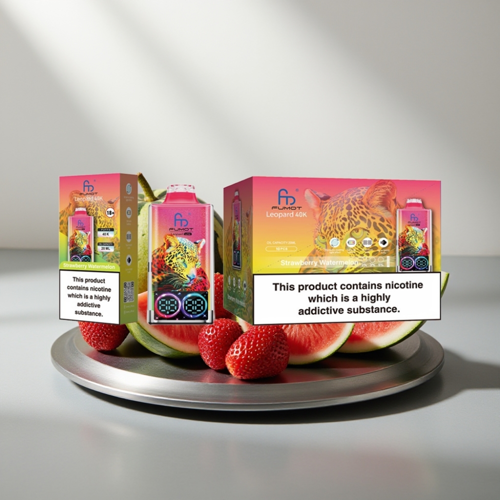 Fumot Leopard 40K Puffs Disposable Vape תות אבטיח 0%-5% Nicotine 700mAh Dual Mesh Type-C