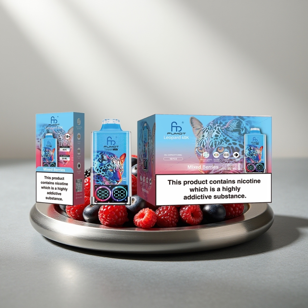 Fumot Leopard 40K Puffs Disposable Vape 0%-5% Nicotine 700mAh Dual Mesh Type-C Mixed Berries