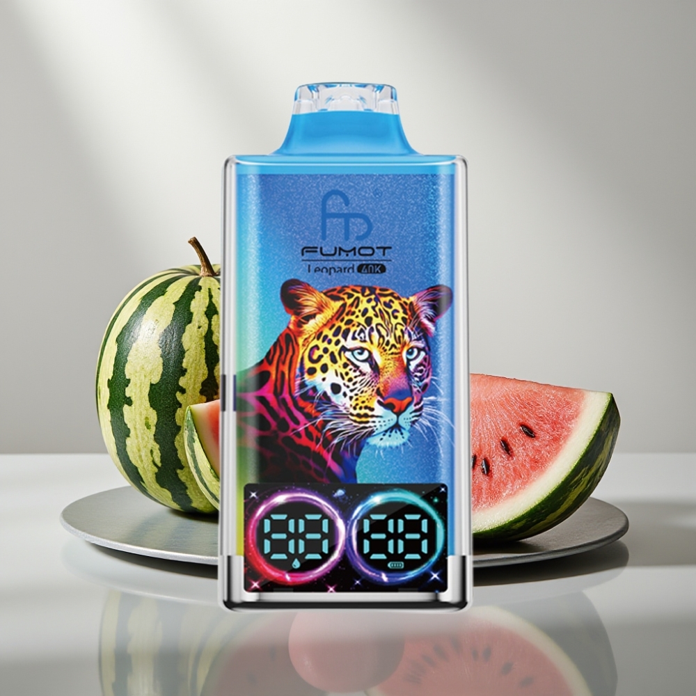 Fumot Leopard 40K Puffs Disposable Vape Watermelon Bubblegum 0%-5% Nicotine 700mAh Dual Mesh Type-C Digital Display