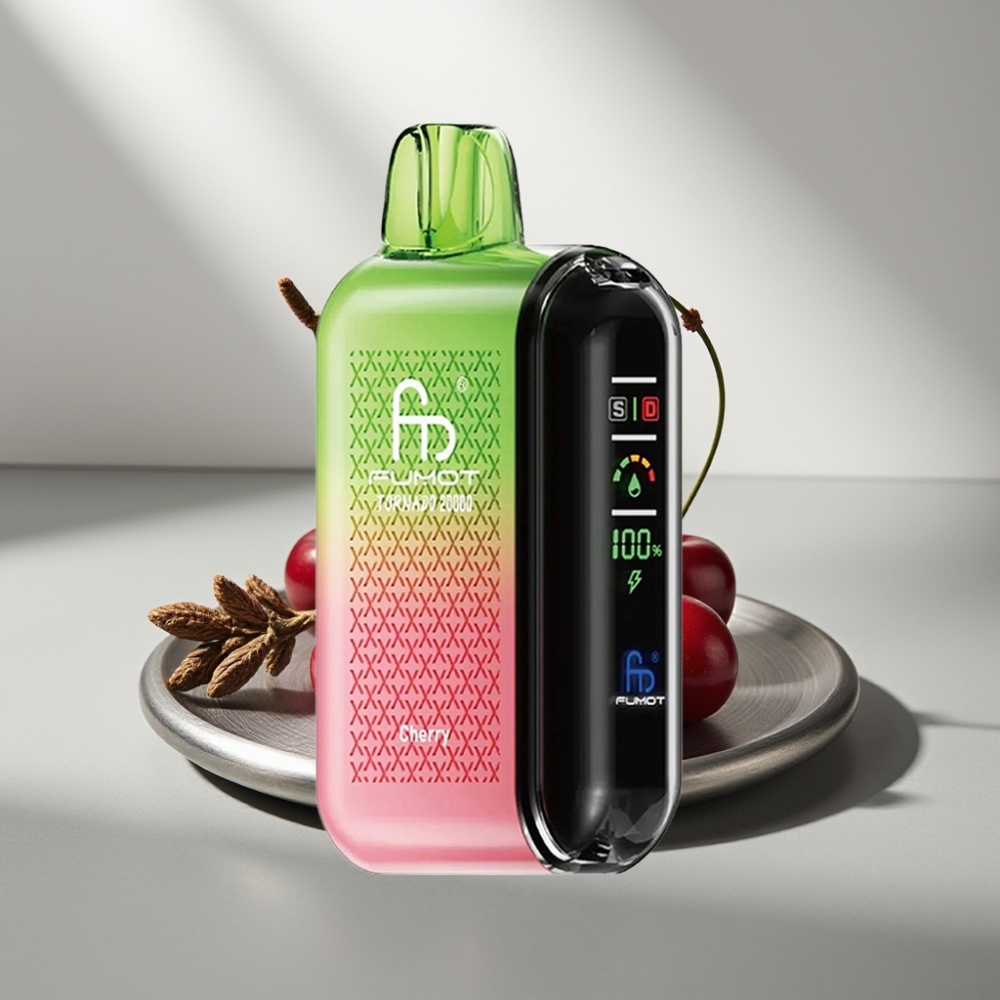 Fumot Tornado 20000 Puffs דובדבן סוללה נטענת 850mAh Dual Mesh Coil Smart Display