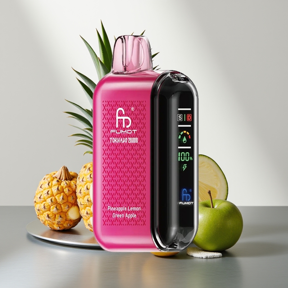 Fumot Tornado 20000 Puffs Dual Mesh 20ml 850mAh Display Airflow 2% אננס לימון תפוח ירוק