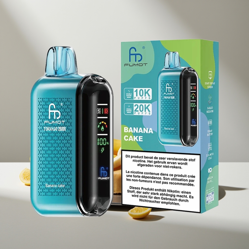 Fumot Tornado 20000 Puffs Dual Mesh 20ml 850mAh Display Airflow Banana Cake