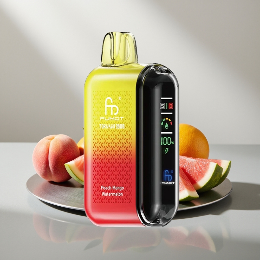 Fumot Tornado 20000 Puffs Dual Mesh 20ml 850mAh Peach Mango Watermelon (אפרסק מנגו אבטיח)
