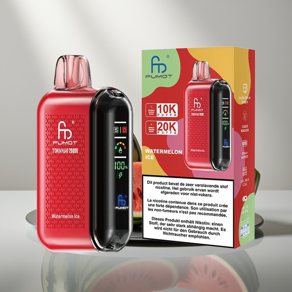 Fumot Tornado 20000 Puffs Dual Mesh 20ml 850mAh Smart Display אבטיח קרח