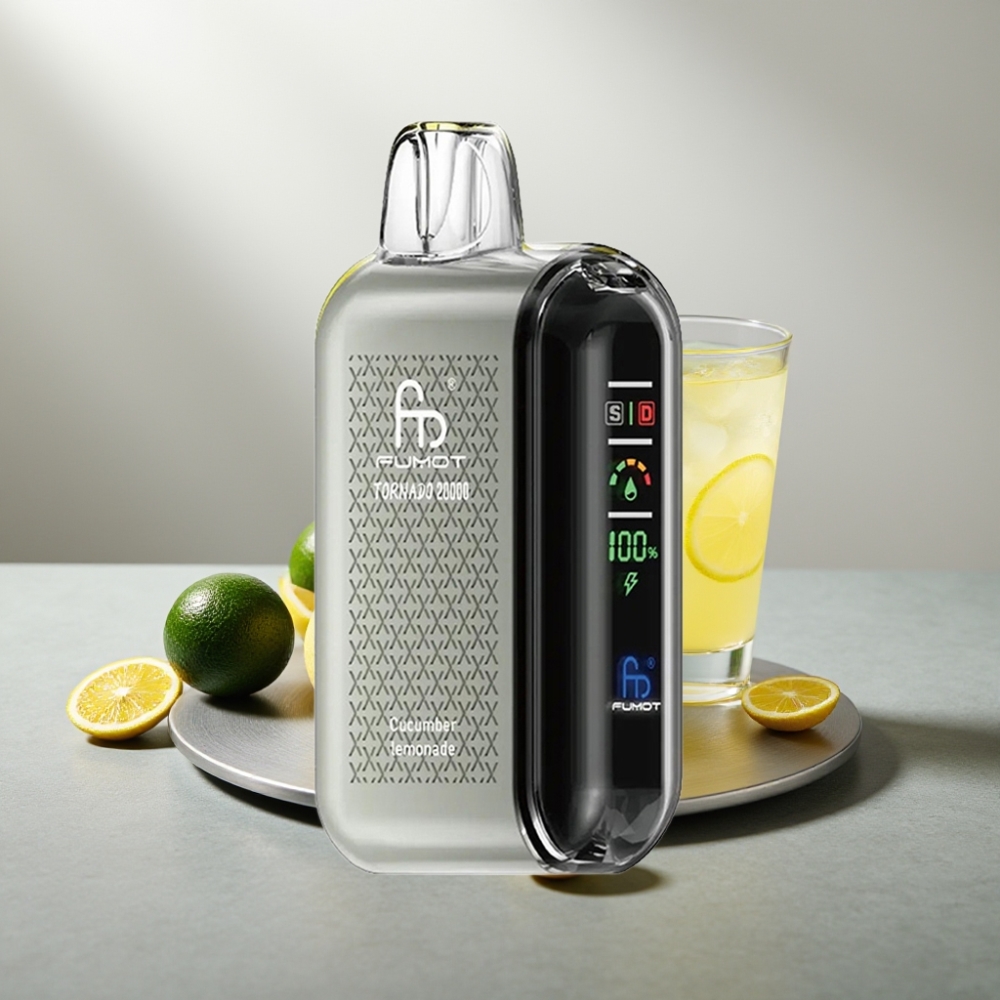 Fumot Tornado 20000 Puffs Dual Mesh 20ml 850mAh Smart Display Airflow 2% מלפפון לימונדה