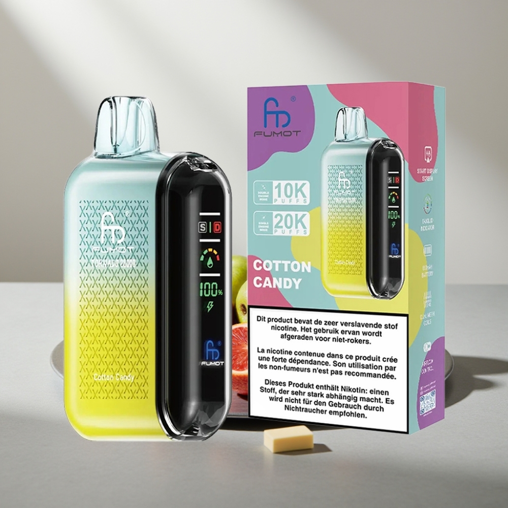 Fumot Tornado 20000 Puffs Dual Mesh 20ml 850mAh Smart Display Airflow 2% צַמֶרֶת גְּלִידָה
