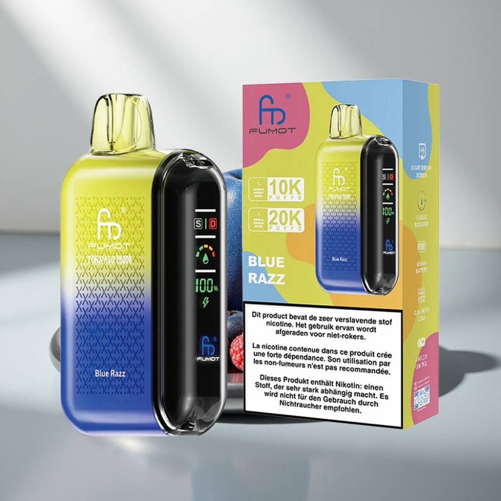 Fumot Tornado 20000 Puffs Dual Mesh 20ml 850mAh Smart Display Airflow 2% Blue Razz