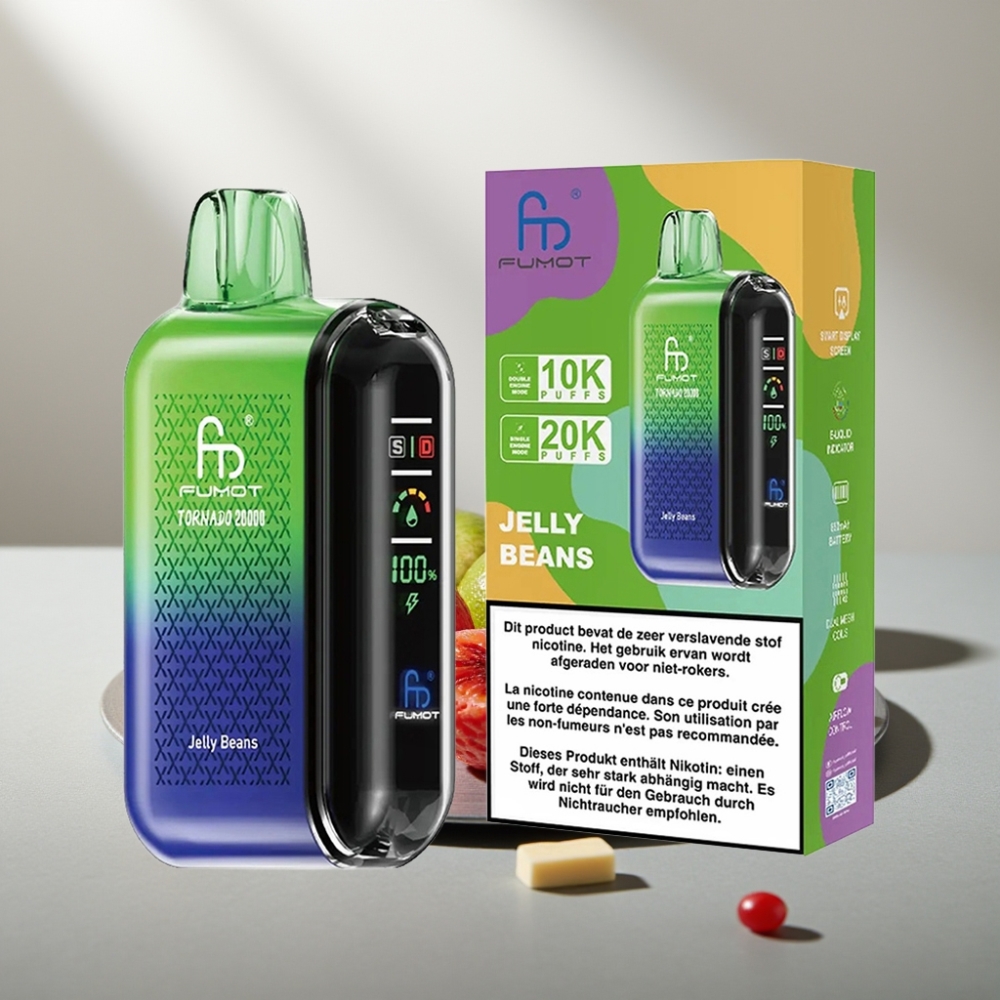 Fumot Tornado 20000 Puffs Dual Mesh 20ml 850mAh Smart Display Airflow 2% Jelly Beans