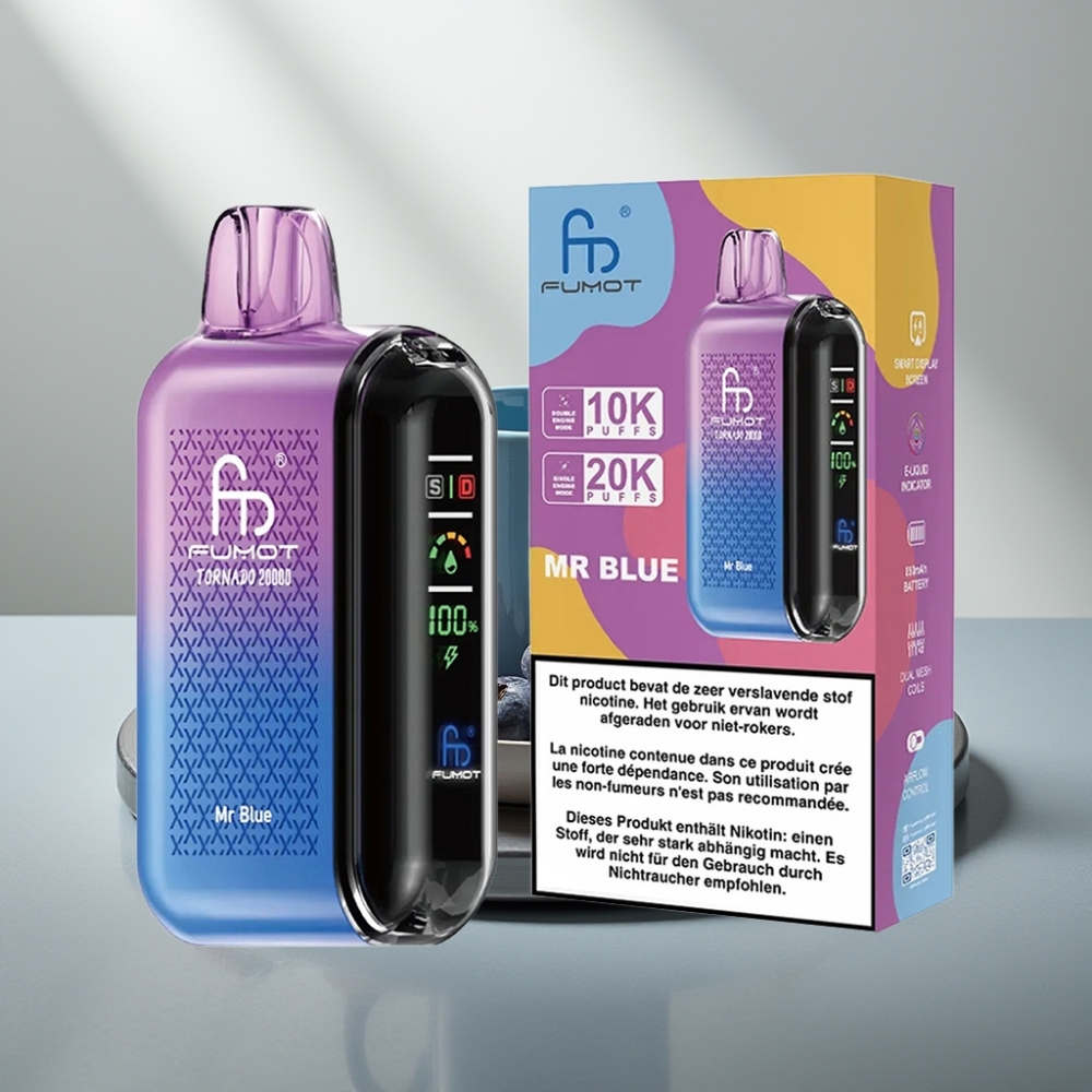 Fumot Tornado 20000 Puffs Dual Mesh 20ml 850mAh Smart Display Airflow 2% Mr Blue