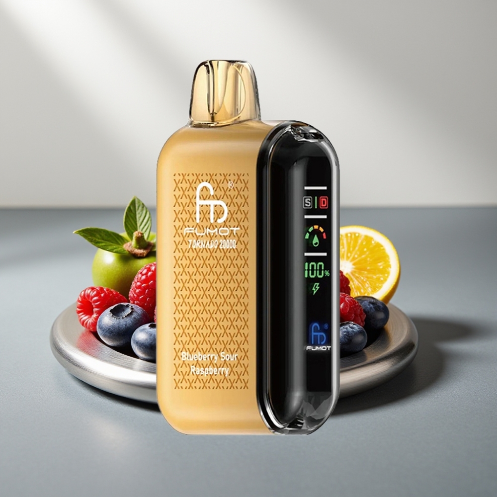 Fumot Tornado 20000 Puffs Dual Mesh 20ml 850mAh Smart Display Airflow 2% Nicotine פטל חמוץ אוכמניות